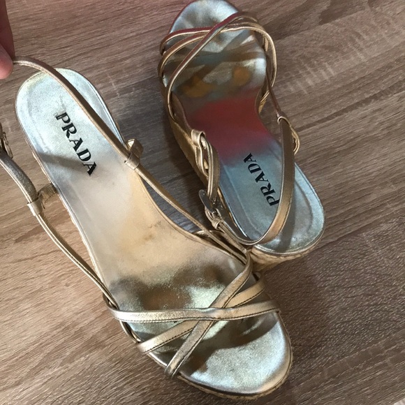 🔥Prada Metallic Espadrilles FREE SHIPPING - Picture 4 of 13